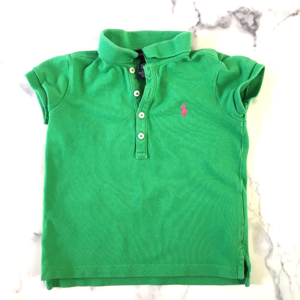 Ralph Lauren Cotton Mesh Polo Shirt, Stem Green, Size 3T